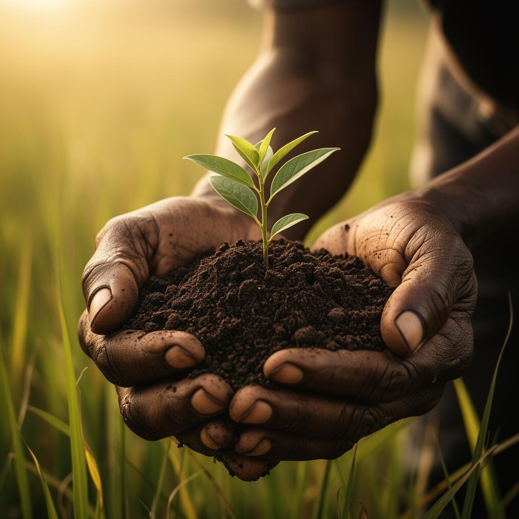 Hands nurturing growth